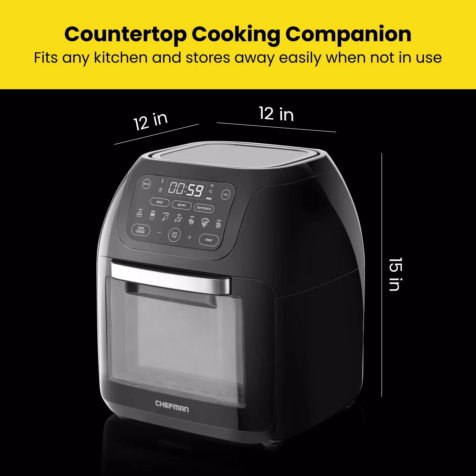 CHEFMAN 10L Multifunction Digital Air Fryer, Rotisserie, Dehydrator, Convection Oven with 17 Presets