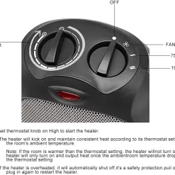Amazon Basics 1500W Ceramic Personal Heater with Adjustable Thermostat, Silver
