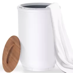 FLYHIT Luxury Towel Warmers for Bathroom - Wooden Lid, Large Towel Warmer Bucket