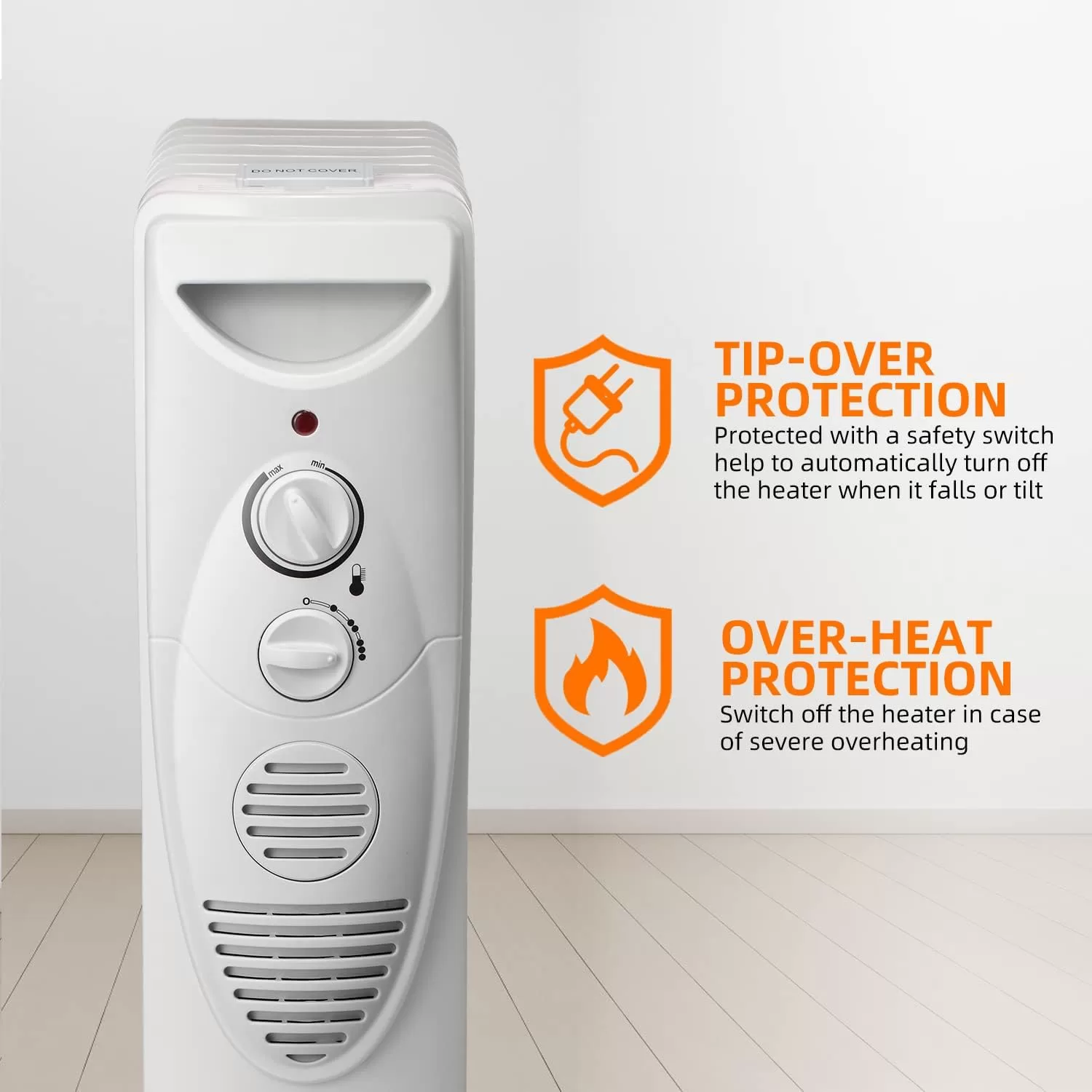 R.W.FLAME Oil Filled Radiator Heater, 3 Heat Settings, Adjustable Thermostat, Portable Space heater