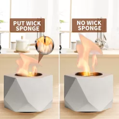 KIZZBY Table Top Fire Pit Bowl - Concrete Tabletop Fireplace Indoor Outdoor Decor Portable Rubbing Alcohol Burner Smores Maker