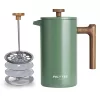 POLIVIAR French Press Coffee Maker, 34 oz Coffee Press with Real Wood Handle, Double Wall Insulation & Dual-Filter Screen