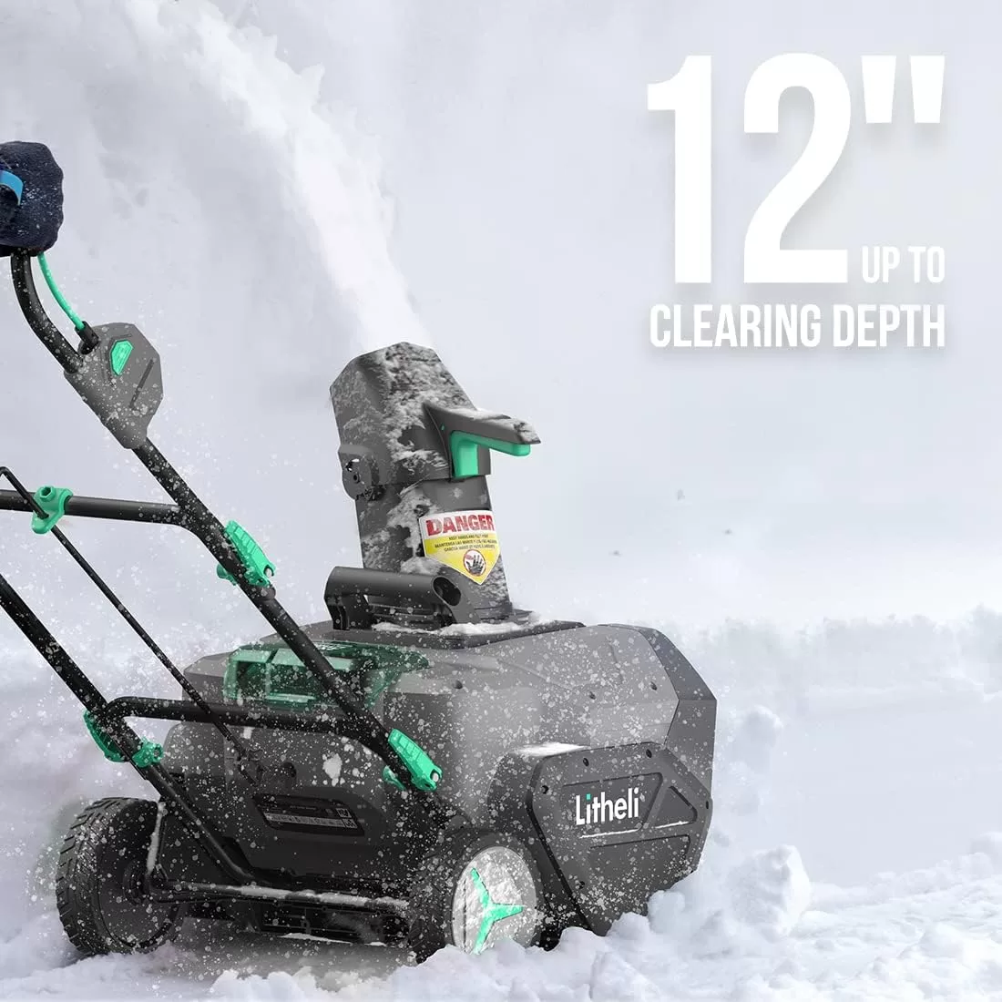 Litheli 40V Snow Blower: Cordless Power, 20" Wide, LED Lights