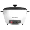 BLACK+DECKER Rice Cooker 6-Cup (Cooked) with Steaming Basket, Removable Non-Stick Bowl, White