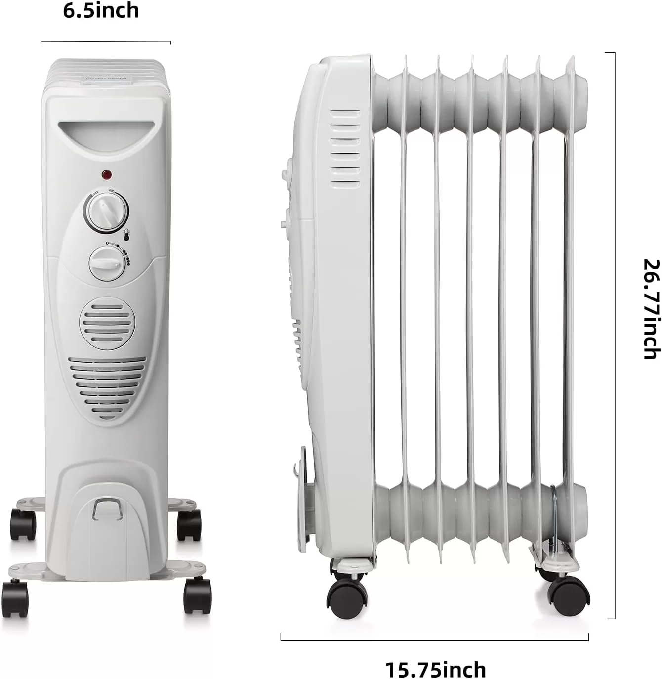R.W.FLAME Oil Filled Radiator Heater, 3 Heat Settings, Adjustable Thermostat, Portable Space heater