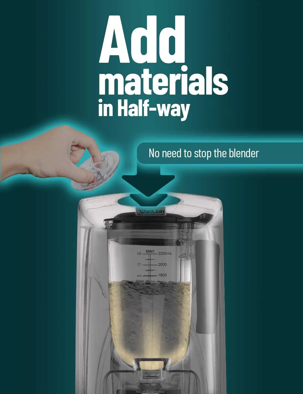WantJoin Commercial Blender 2200W - Quiet Sound Enclosure, Powerful Professional-Grade, Self-Cleaning, Black