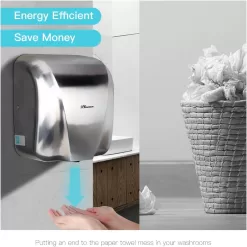 PLUSSEN Automatic Commercial Hand Dryers for Bathrooms Commercial 1800W Heavy Duty Stainless Steel