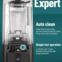 WantJoin Commercial Blender 2200W - Quiet Sound Enclosure, Powerful Professional-Grade, Self-Cleaning, Black