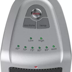 Lasko Oscillating Ceramic Tower Space Heater for Home with Adjustable Thermostat, 2-Speeds, 16 Inches, Silver, 1500W, 5309
