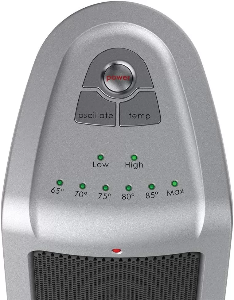 Lasko Oscillating Ceramic Tower Space Heater for Home with Adjustable Thermostat, 2-Speeds, 16 Inches, Silver, 1500W, 5309