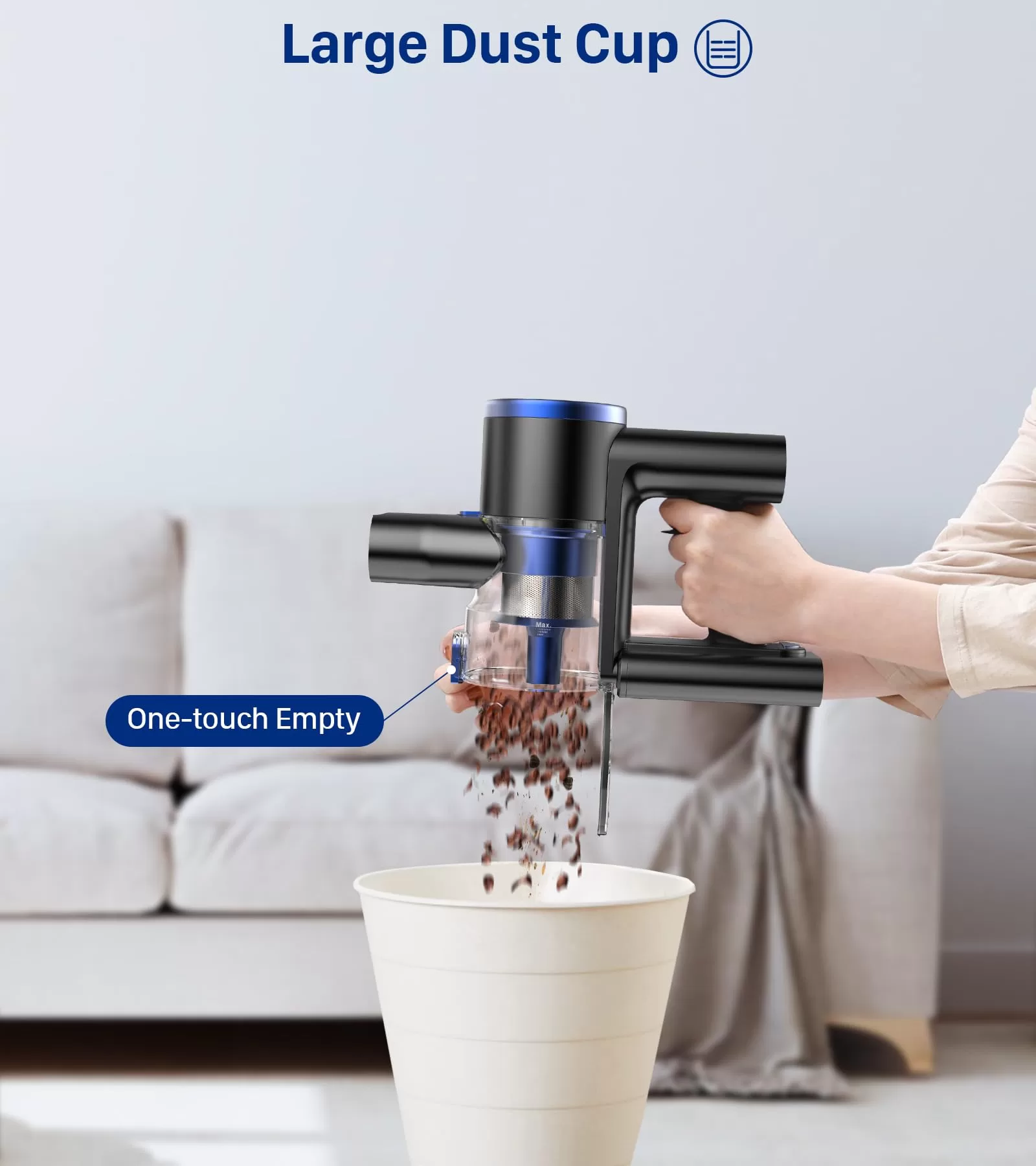 MIBODE Cordless Vacuum Cleaner, Powerful Stick Vacuum with 3 Suction Modes, Max 45Mins Runtime Rechargeable Vacuum