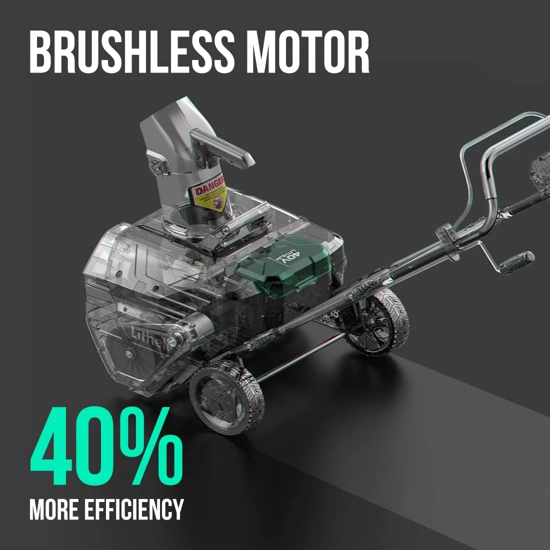 Litheli 40V Snow Blower: Cordless Power, 20" Wide, LED Lights
