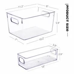 Set of 8 Clear Plastic Storage Bins, 4 Large and 4 Small Stackable Storage Containers