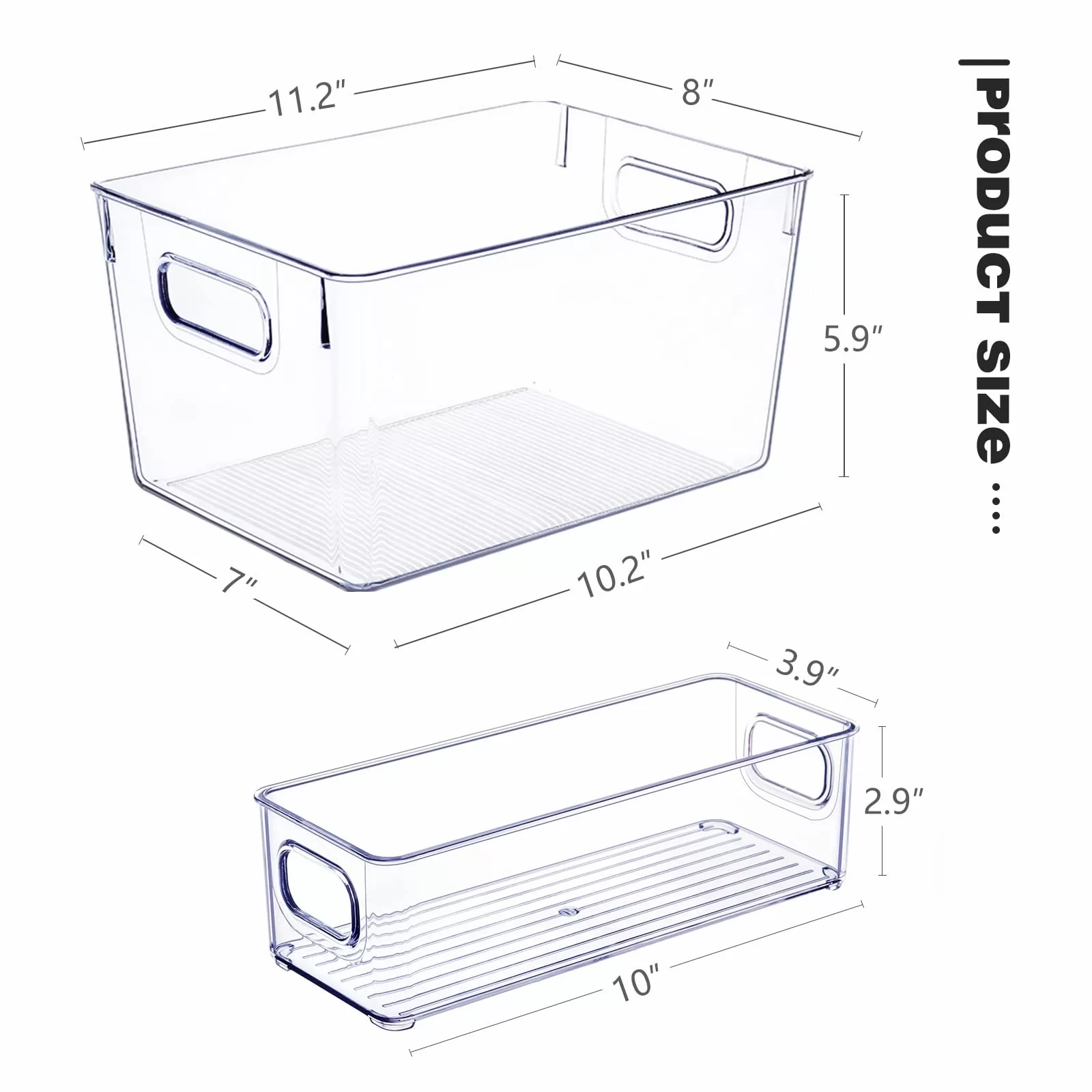 Set of 8 Clear Plastic Storage Bins, 4 Large and 4 Small Stackable Storage Containers