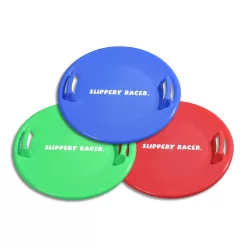 Slippery Racer Heavy-Duty Cold Weather Downhill Pro Adults and Kids Plastic Outdoor Winter Saucer Disc Snow Sleds with Handles.