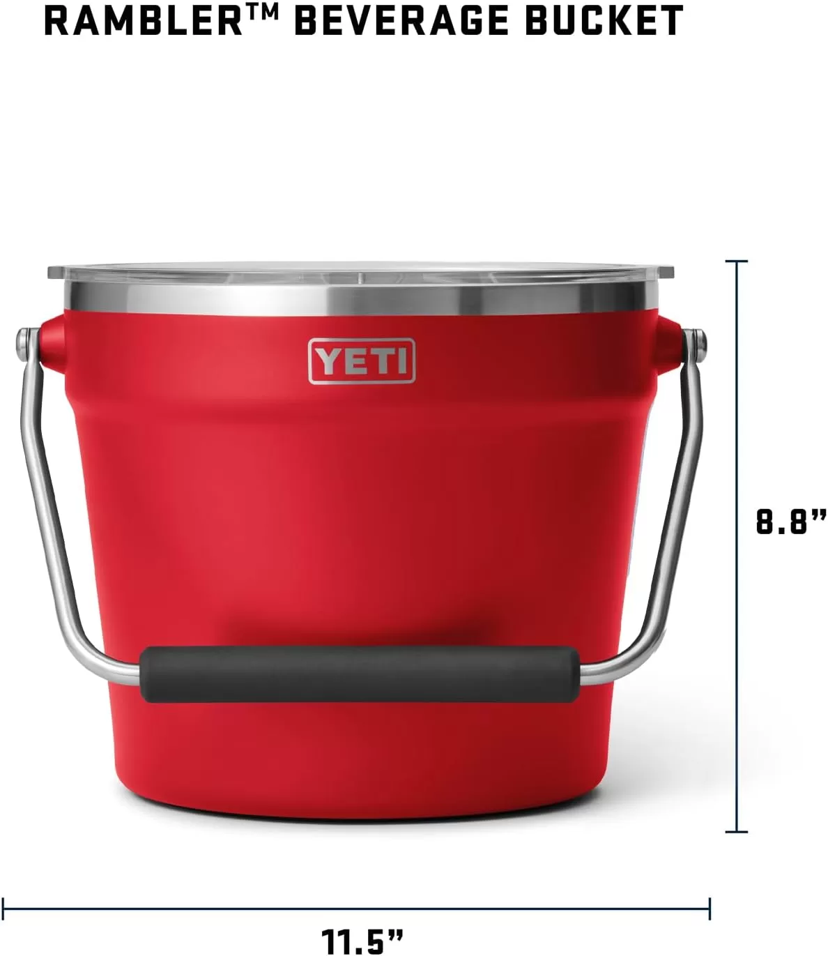 YETI Rambler Beverage Bucket, Double-Wall Vacuum Insulated Ice Bucket with Lid, Rescue Red - Image 4