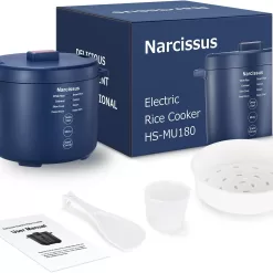 Narcissus 3.5-Cup Rice Cooker for 1-3 People, Multifunctional for Rice, Oatmeal, Quinoa, Blue