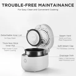 CUCKOO CR-0675F | 6-Cup (Uncooked) Micom Rice Cooker, Touch-Screen, Nonstick Inner Pot | White