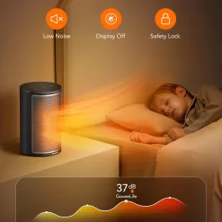 GoveeLife Smart Space Heater, 1500W Fast Electric Heater for Indoor Use with Thermostat, Black