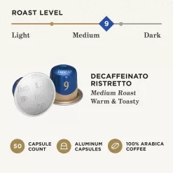 Peet's Coffee, Dark Roast Decaf Espresso Pods Compatible with Nespresso Original Machine, Decaf Ristretto Intensity 9, 50 Count