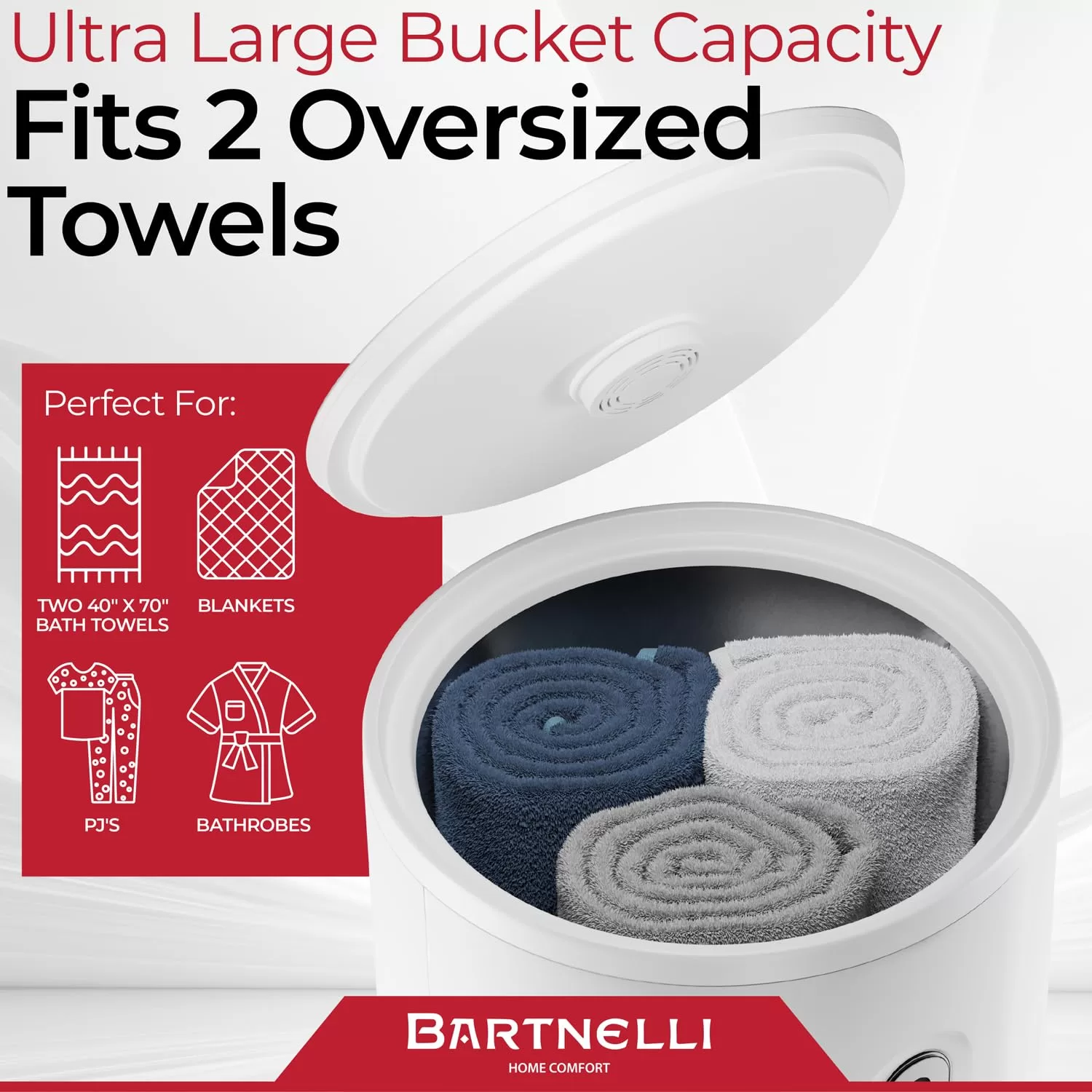 Bartnelli Pro Luxury Premium Towel Warmer, Extra Large Modern Bucket Style Warmer