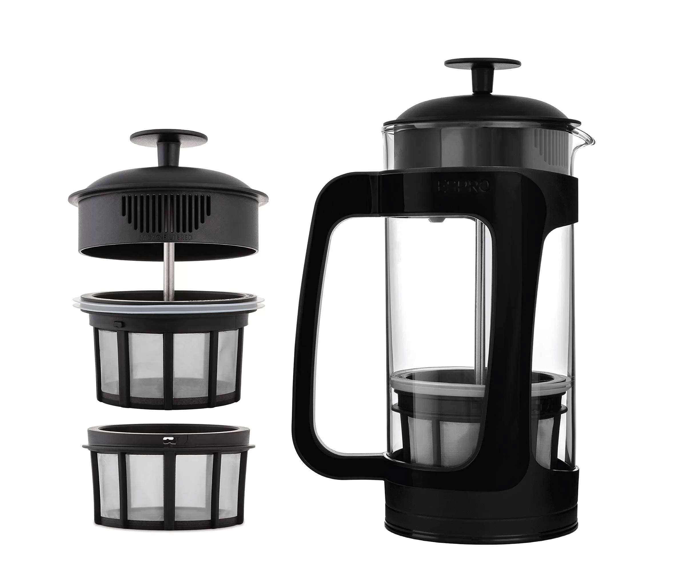 ESPRO - P3 French Press - Double Micro-Filtered Coffee and Tea Maker, Grit-Free and Bitterness - Free Brews - (Black, 32 Oz)