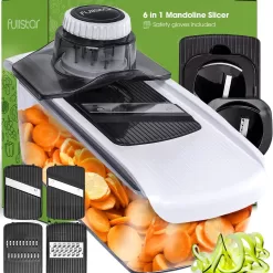 Fullstar Mandoline Slicer for Kitchen, Cheese Grater Vegetable Spiralizer and Veggie Slicer for Cooking & Meal Prep