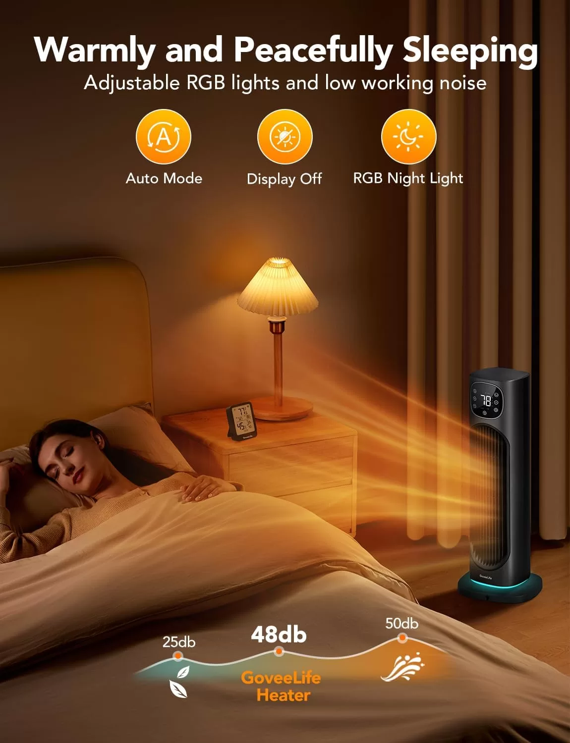 GoveeLife 24" Space Heater, 80° Oscillating Smart Electric Heater