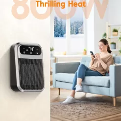 GiveBest 800W Wall Outlet Space Heater with Remote, LED Display Small Plug in Electric Heater