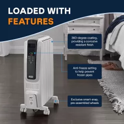 De'Longhi Dragon Digital Oil Filled Radiator Heater, 1500W Electric Space Heater for indoor use