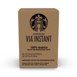 Starbucks VIA Instant Coffee Dark Roast Packets — French Roast — 1 box (50 packets)