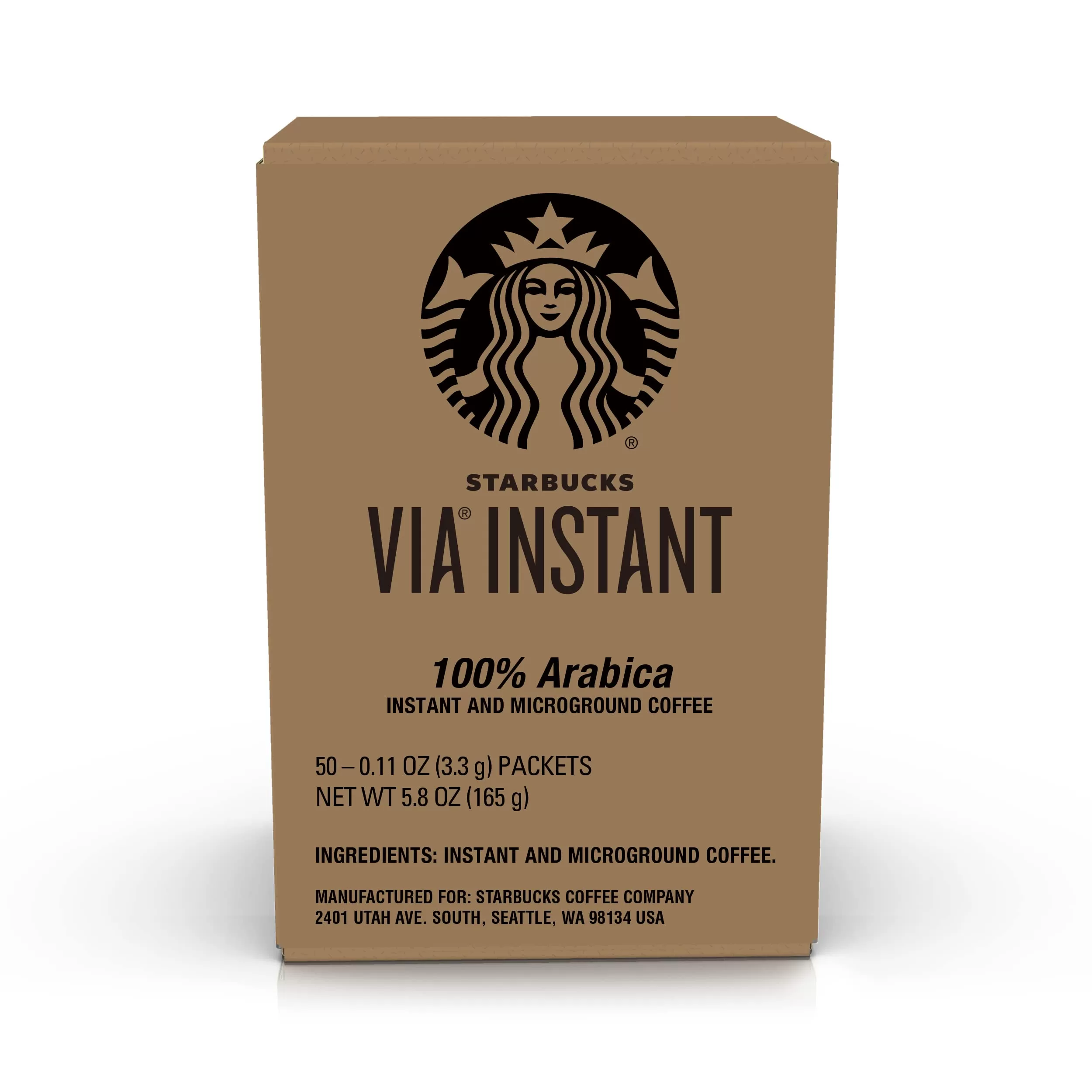 Starbucks VIA Instant Coffee Dark Roast Packets — French Roast — 1 box (50 packets)