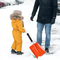 OPELETNNT Kids Snow Shovel with D-Grip Handle, Durable Aluminum Blade, Toddler Snow Shovel for Car Trunk