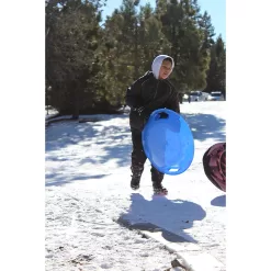 Slippery Racer Heavy-Duty Cold Weather Downhill Pro Adults and Kids Plastic Outdoor Winter Saucer Disc Snow Sleds with Handles.