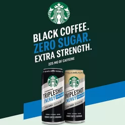 Starbucks Tripleshot Zero Sugar Energy Extra Strength Espresso Coffee Beverage, Milk Chocolate, 15 oz Cans (12 Pack), Brown