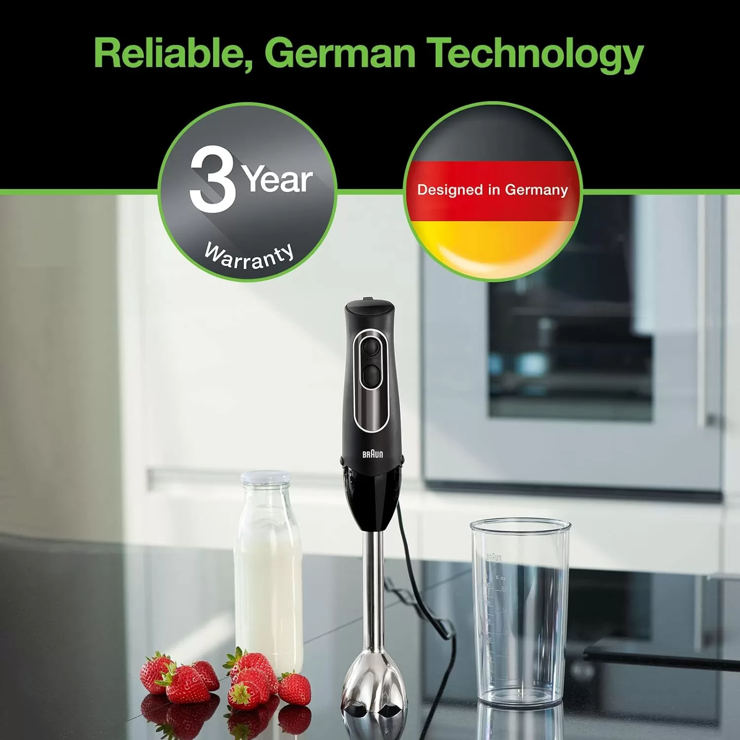 Braun MultiQuick 5 Immersion Hand Blender Patented Technology , Black, MQ505