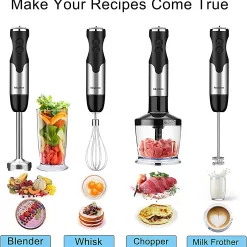 Keylitos 5 in1 Immersion Hand Blender, Powerful 12 Speed Handheld Stick Blender
