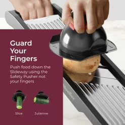 MuellerLiving Mandoline Slicer for Kitchen, Stainless Steel, Slice or Julienne, Vegetable Chopper, Fruits