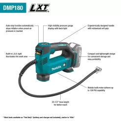 Makita DMP180ZX 18V LXT Lithium-Ion Cordless Inflator, Battery Powered, Tool Only