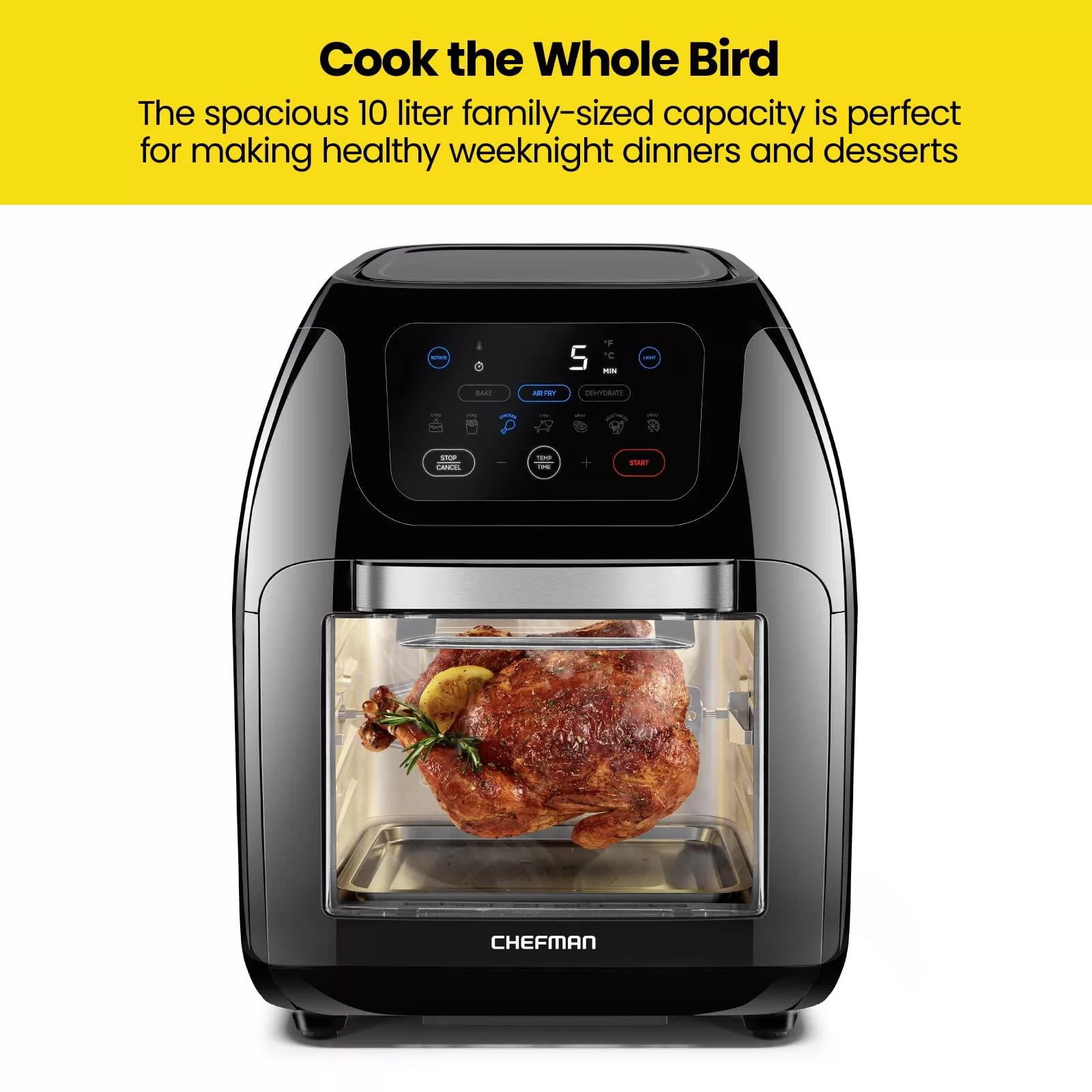 CHEFMAN 10L Multifunction Digital Air Fryer, Rotisserie, Dehydrator, Convection Oven with 17 Presets