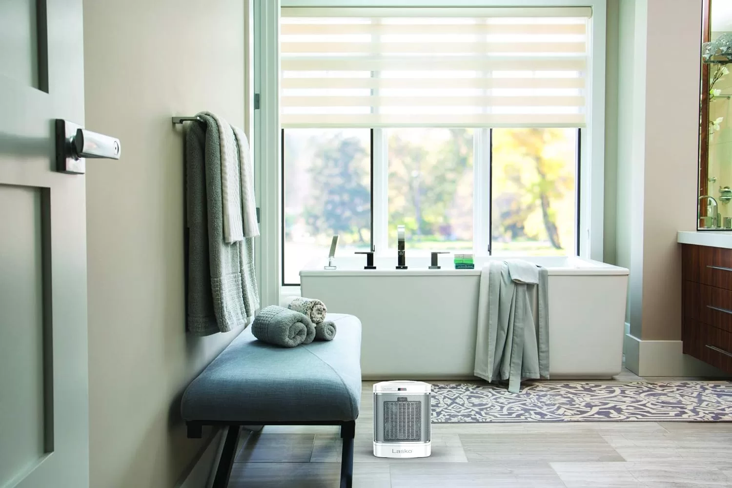 Lasko CD08200 Small Portable Ceramic Space Heater for Bathroom and Indoor Home Use, White