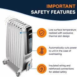 De'Longhi Dragon Digital Oil Filled Radiator Heater, 1500W Electric Space Heater for indoor use