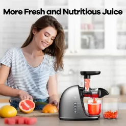 JoyBear Cold Press Juicer Machine: Easy to Clean Slow Masticating Extractor for Veggies and Fruits, Silver