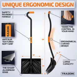 Trazon Snow Shovel Heavy Duty for Driveway with Ergonomic Handle to Use Without Backpain for Home Garage Car