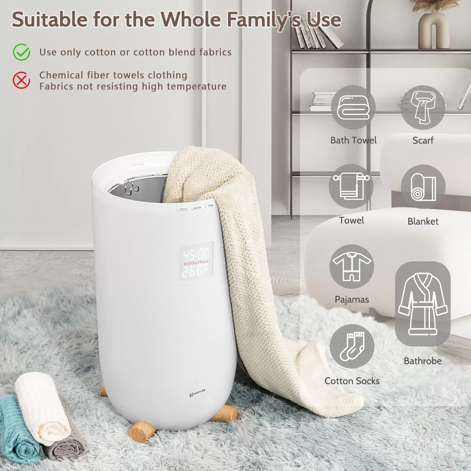 Keenray Towel Warmer for Bathroom, Luxury Towel Warmer Bucket with Timer