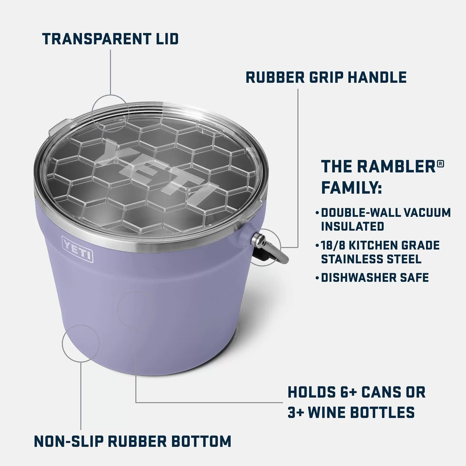 YETI Rambler Beverage Bucket, Double-Wall Vacuum Insulated Ice Bucket with Lid, Cosmic Lilac - Image 6