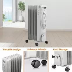 R.W.FLAME Oil Filled Radiator Heater, 3 Heat Settings, Adjustable Thermostat, Portable Space heater