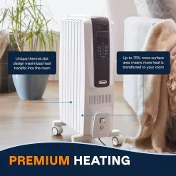 De'Longhi Dragon Digital Oil Filled Radiator Heater, 1500W Electric Space Heater for indoor use