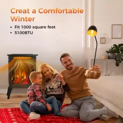 COWSAR Electric Fireplaces, 1500W Infrared Electric Stove Heater, Efficient Heating, 3D Realistic Flame, 5100 BTU