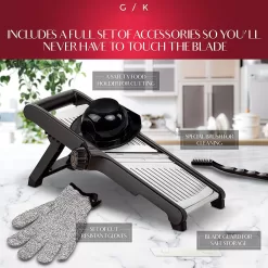Gramercy Food Slicer With Cut-Resistant Gloves - Mandoline for Vegetables, Potatoes, Cucumbers